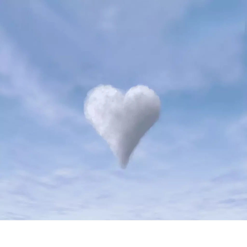 Image d'en-tête de l'article Je Réalise : " Apprivoiser nos émotions " ", sur laquelle l'on voit un nuage formant un cœur dans le ciel.