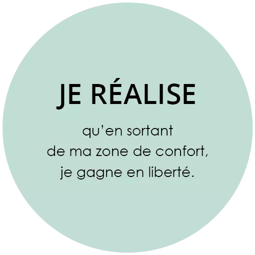 Bulle colorée Je Réalise qu'en sortant de ma zone de confort, je gagne en liberté.