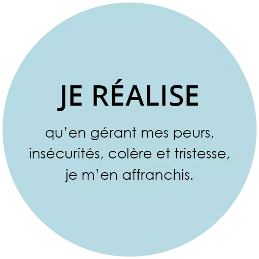 Bulle colorée Je Réalise qu'en gérant mes peurs, insécurités, colère et tristesse, je m'en affranchis.