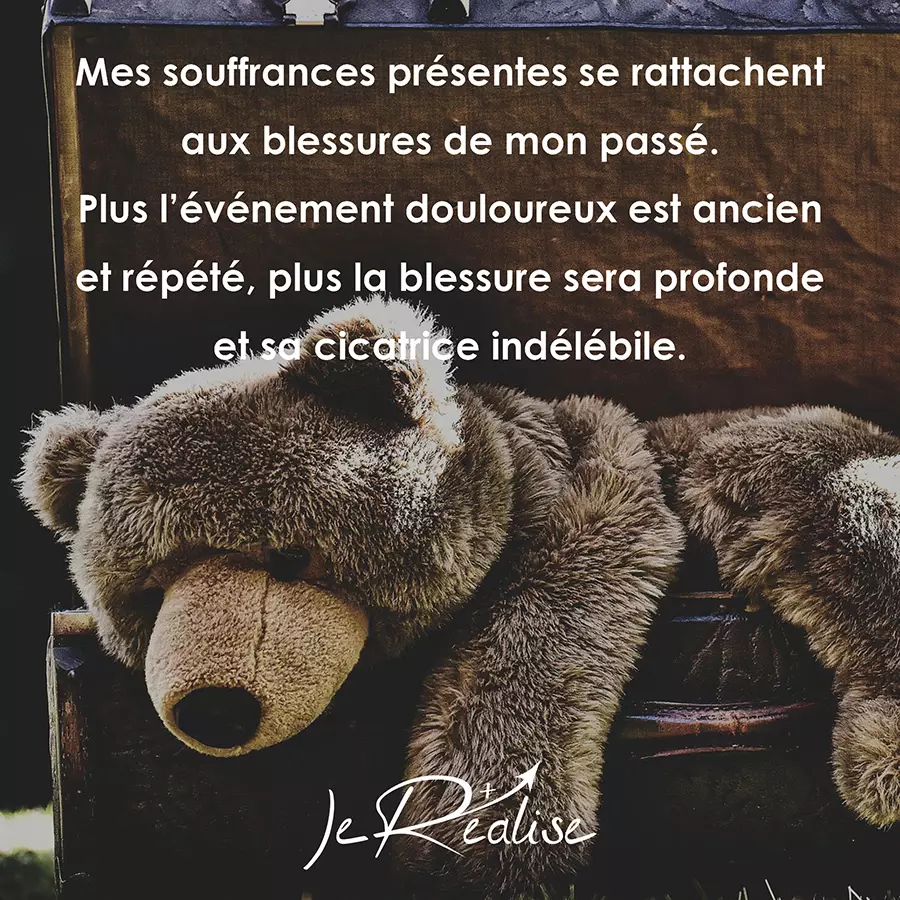 Citation_Mes souffrances présentes se rattachent aux blessures de mon passé. Plus l'événement douloureux est ancien et répété, plus la blessure sera profonde et sa cicatrice indélébile.