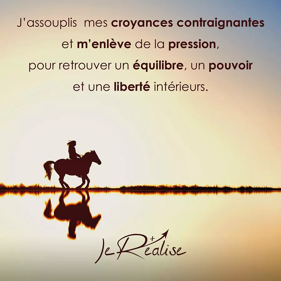 Citation_Se libérer des 5 messages contraignants Citation_J'assouplis mes croyances contraignantes et m'enlève de la pression, pour retrouver un équilibre, un pouvoir et une liberté intérieurs.